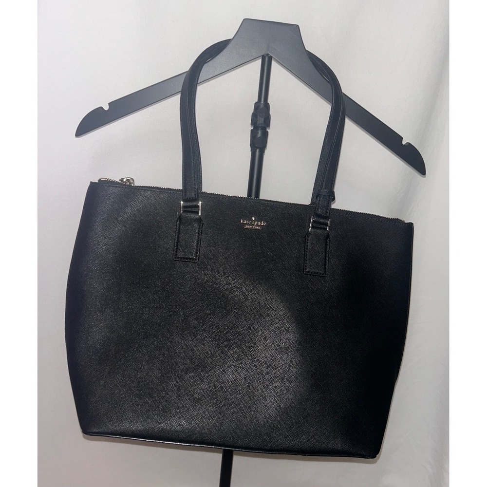 Kate Spade New York Black Saffiano Leather Tote‎ Bag Handbag Minimalist with COA